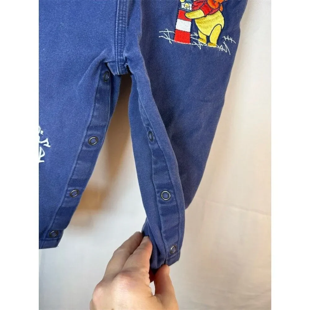 Disney Baby Winnie the Pooh & Tigger Blue Denim Overalls Snap Legs - Picture 6 of 14